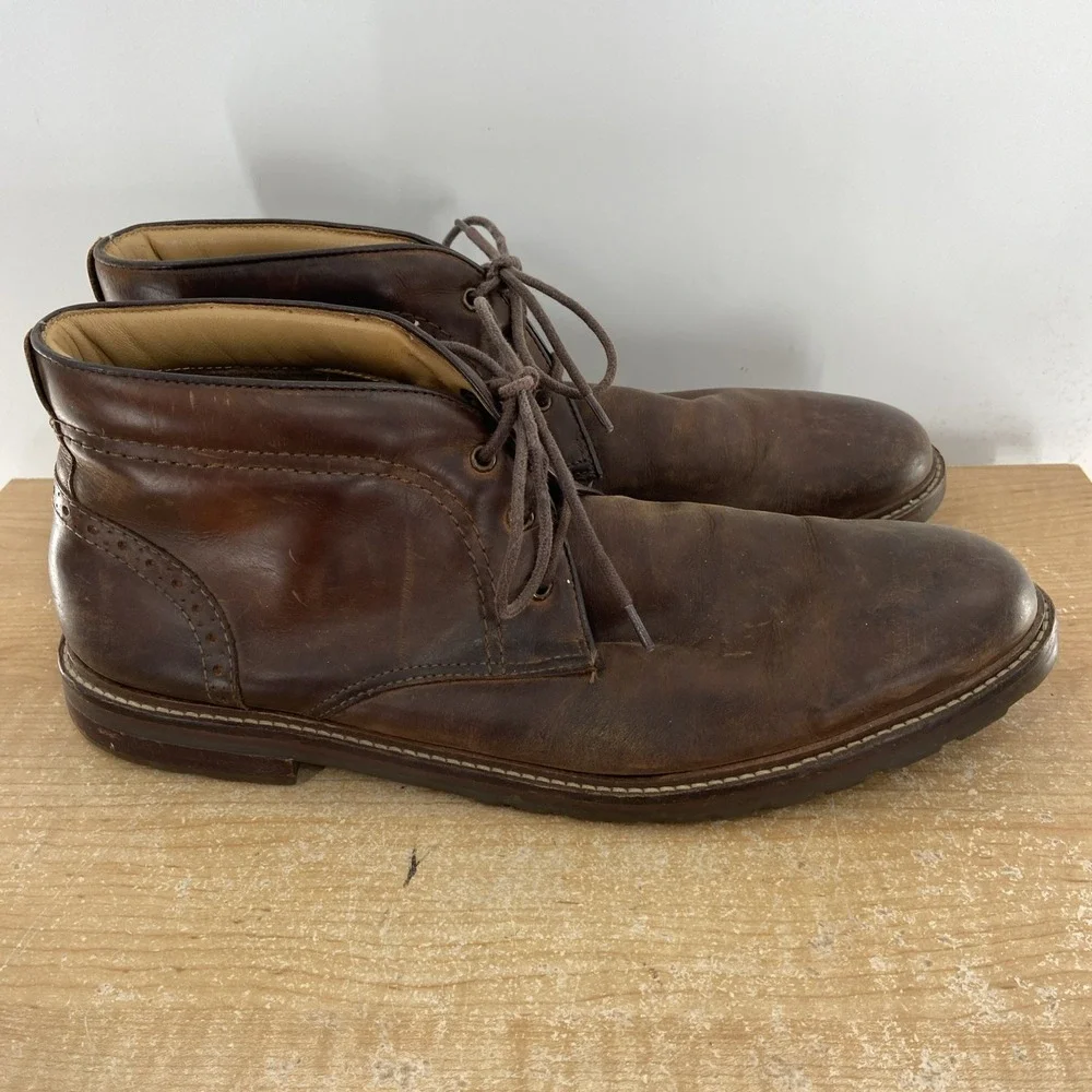 Florsheim FENWAY Plain Toe Leather Chukka Boots Shoes Brown 11875-215 Mens 12 D